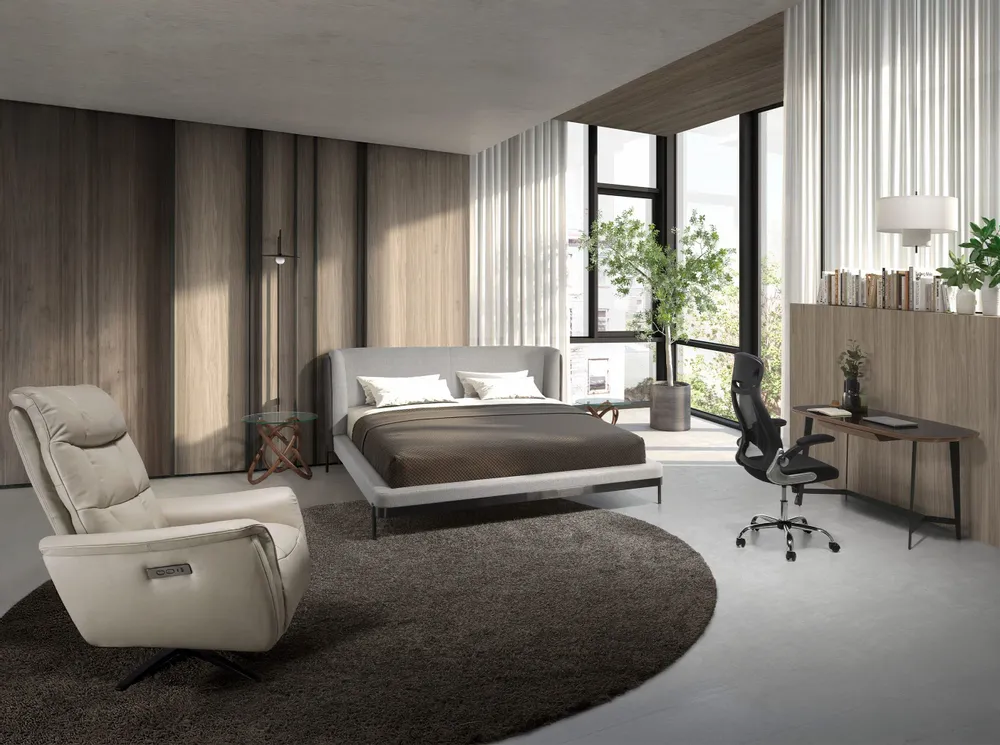 Fauteuils - Fauteuil pivotant en cuir gris - ANGEL CERDÁ