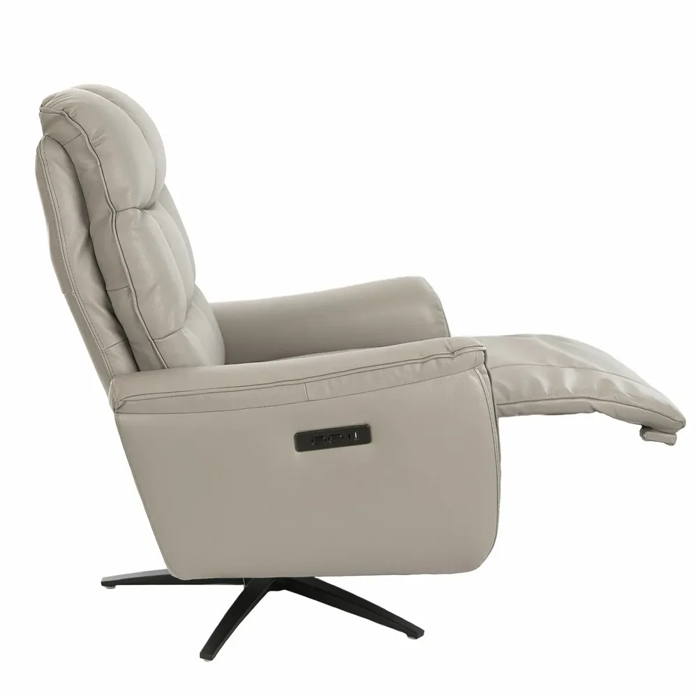 Fauteuils - Fauteuil pivotant en cuir gris - ANGEL CERDÁ