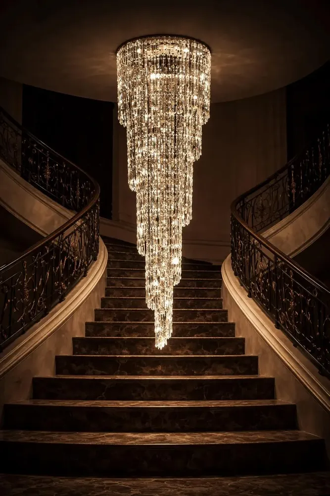 Suspensions - lustre moderne double hauteur Réf:6104 - CRISTALUX  LIGHTING DESIGN