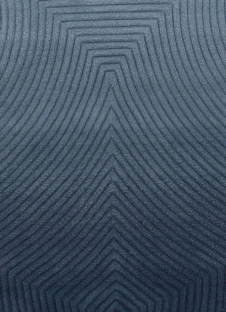 Contemporary carpets - Contemporary Hand Woven Matka Wool Area Rug - "Vessel - Midnight Blue" - NUZRAT CARPET EMPORIOUM