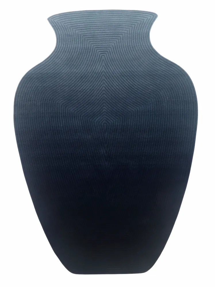 Contemporary carpets - Contemporary Hand Woven Matka Wool Area Rug - "Vessel - Midnight Blue" - NUZRAT CARPET EMPORIOUM