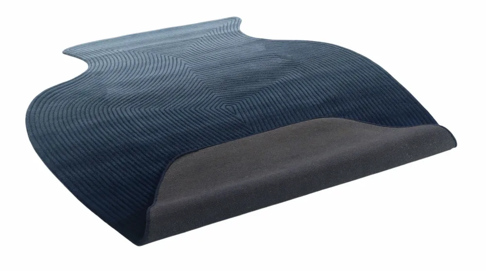 Contemporary carpets - Contemporary Hand Woven Matka Wool Area Rug - "Vessel - Midnight Blue" - NUZRAT CARPET EMPORIOUM