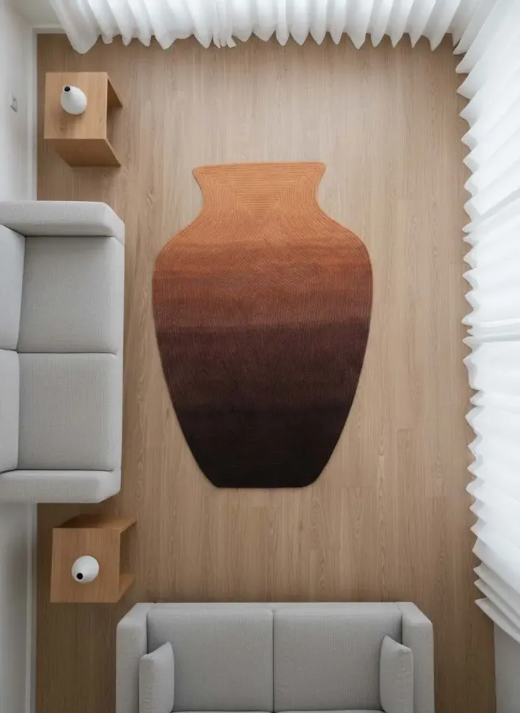 Contemporary carpets - Contemporary Hand Woven Matka Wool Area Rug - "Vessel - Desert Dusk" - NUZRAT CARPET EMPORIOUM