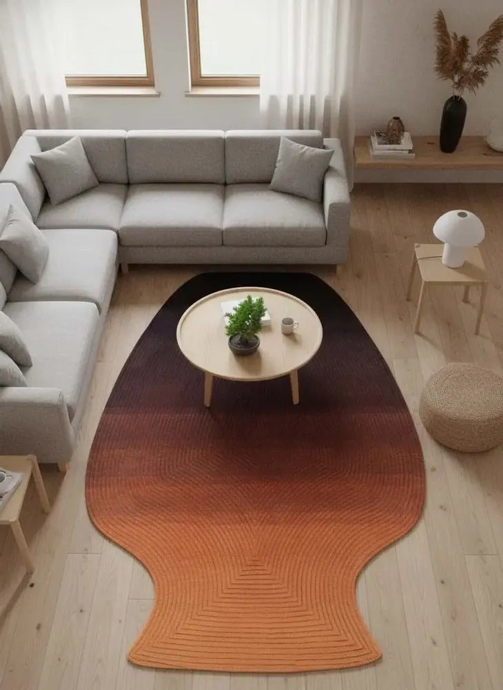 Contemporary carpets - Contemporary Hand Woven Matka Wool Area Rug - "Vessel - Desert Dusk" - NUZRAT CARPET EMPORIOUM