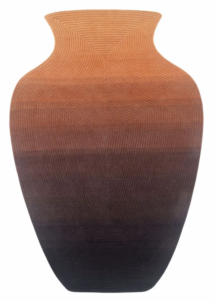 Contemporary carpets - Contemporary Hand Woven Matka Wool Area Rug - "Vessel - Desert Dusk" - NUZRAT CARPET EMPORIOUM