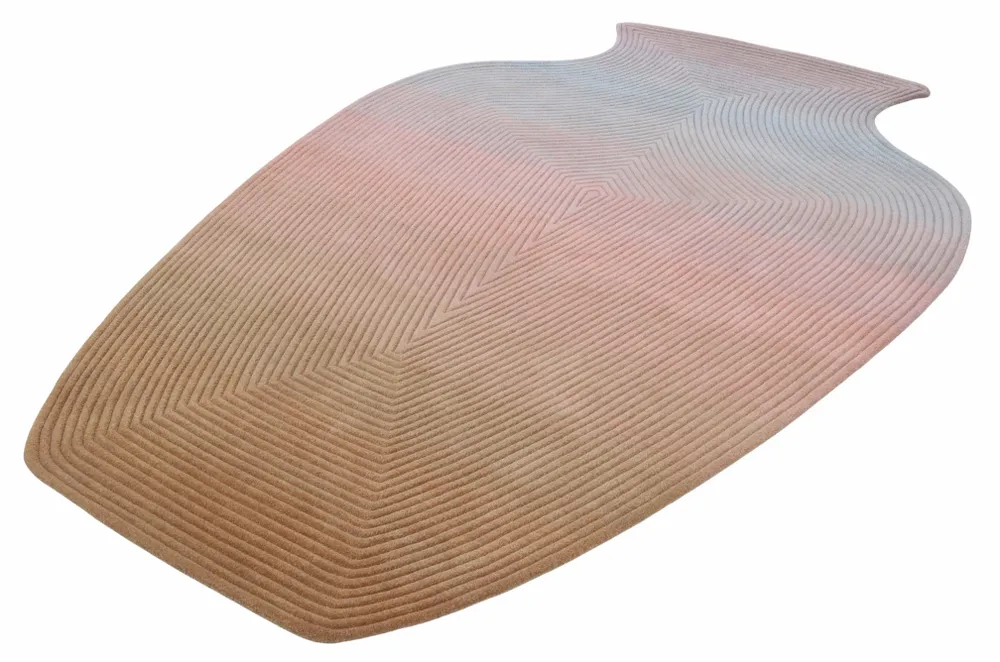 Contemporary carpets - Contemporary Hand Woven Matka Wool Area Rug - "Vessel - Dawn Earth" - NUZRAT CARPET EMPORIOUM