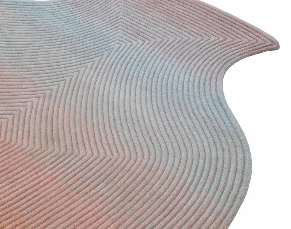 Contemporary carpets - Contemporary Hand Woven Matka Wool Area Rug - "Vessel - Dawn Earth" - NUZRAT CARPET EMPORIOUM