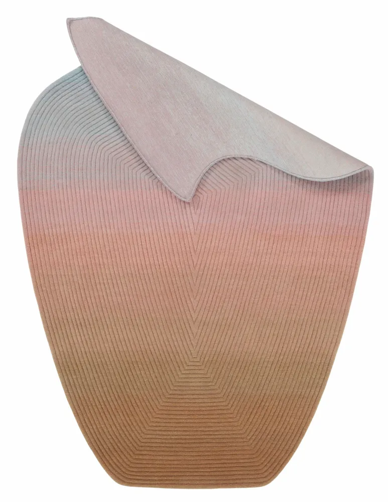 Contemporary carpets - Contemporary Hand Woven Matka Wool Area Rug - "Vessel - Dawn Earth" - NUZRAT CARPET EMPORIOUM