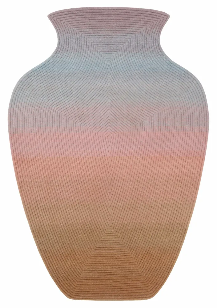 Contemporary carpets - Contemporary Hand Woven Matka Wool Area Rug - "Vessel - Dawn Earth" - NUZRAT CARPET EMPORIOUM