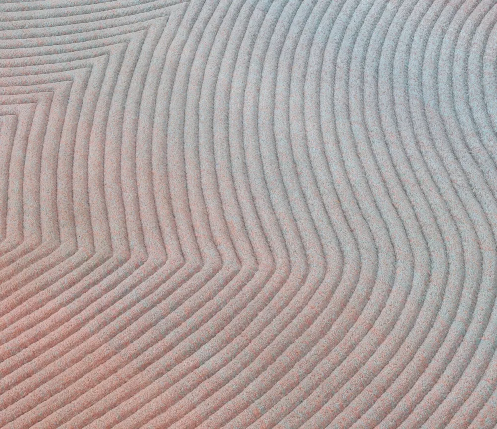 Contemporary carpets - Contemporary Hand Woven Matka Wool Area Rug - "Vessel - Dawn Earth" - NUZRAT CARPET EMPORIOUM