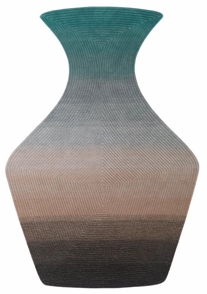 Contemporary carpets - Contemporary Hand Woven Matka Wool Area Rug - "Noora - Driftwood Teal" - NUZRAT CARPET EMPORIOUM