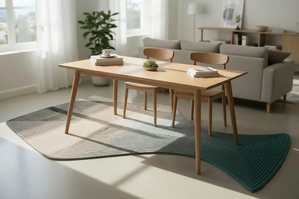 Contemporary carpets - Contemporary Hand Woven Matka Wool Area Rug - "Noora - Driftwood Teal" - NUZRAT CARPET EMPORIOUM