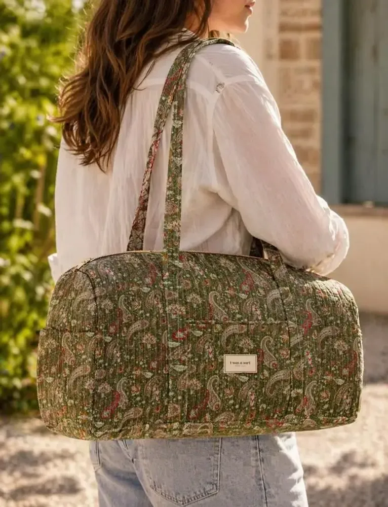 Bags and totes - Quilted barrel bag made from upcycled saris - I WAS A SARI