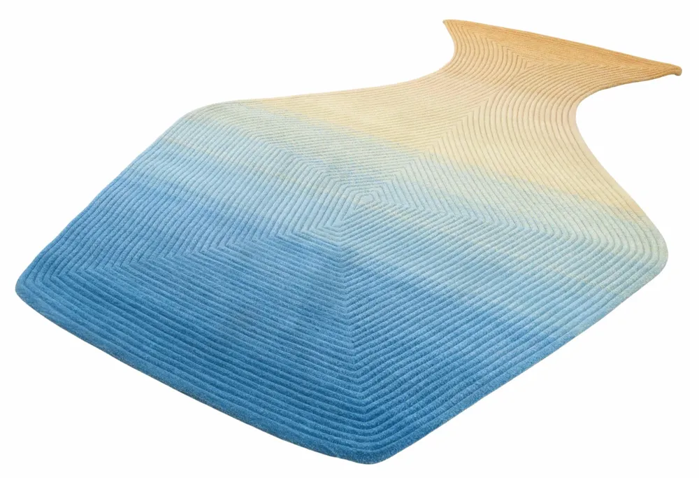 Contemporary carpets - Contemporary Hand Woven Matka Wool Area Rug - "Noora - Skyline Breeze" - NUZRAT CARPET EMPORIOUM