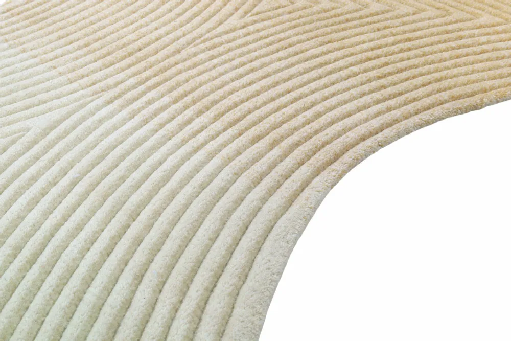 Contemporary carpets - Contemporary Hand Woven Matka Wool Area Rug - "Noora - Skyline Breeze" - NUZRAT CARPET EMPORIOUM