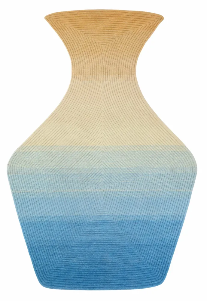 Contemporary carpets - Contemporary Hand Woven Matka Wool Area Rug - "Noora - Skyline Breeze" - NUZRAT CARPET EMPORIOUM