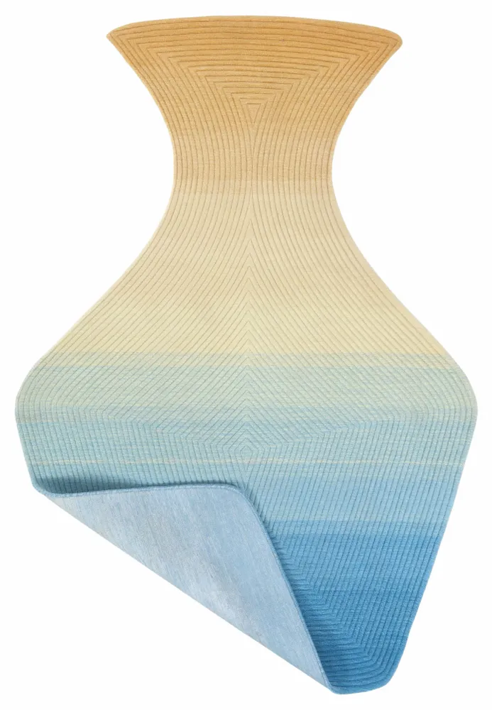 Contemporary carpets - Contemporary Hand Woven Matka Wool Area Rug - "Noora - Skyline Breeze" - NUZRAT CARPET EMPORIOUM