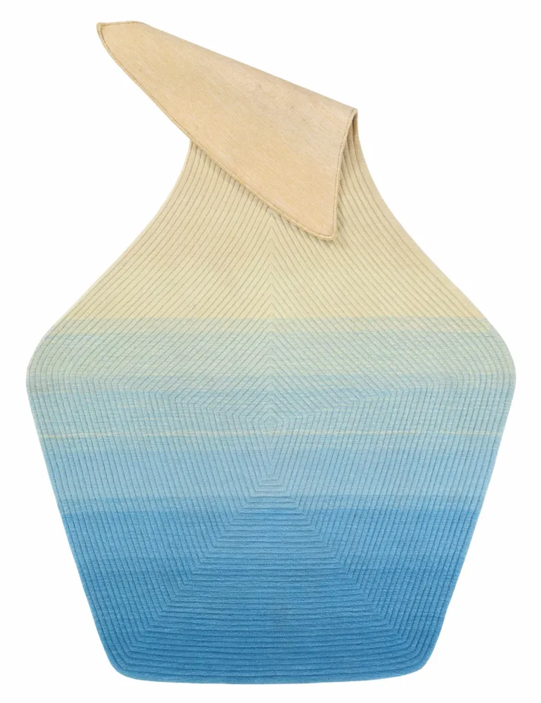 Contemporary carpets - Contemporary Hand Woven Matka Wool Area Rug - "Noora - Skyline Breeze" - NUZRAT CARPET EMPORIOUM