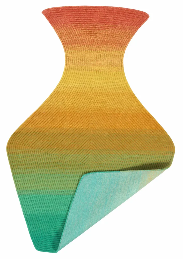 Contemporary carpets - Contemporary Hand Woven Matka Wool Area Rug - "Noora - Sunfire Meadow" - NUZRAT CARPET EMPORIOUM