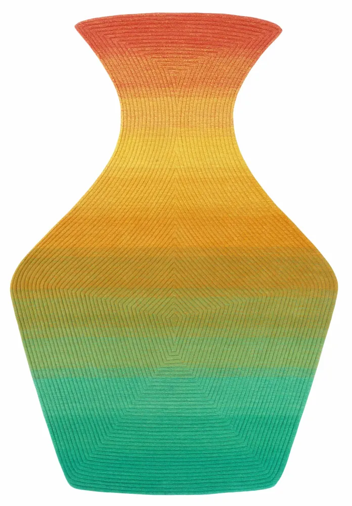 Contemporary carpets - Contemporary Hand Woven Matka Wool Area Rug - "Noora - Sunfire Meadow" - NUZRAT CARPET EMPORIOUM