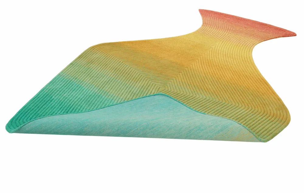 Contemporary carpets - Contemporary Hand Woven Matka Wool Area Rug - "Noora - Sunfire Meadow" - NUZRAT CARPET EMPORIOUM