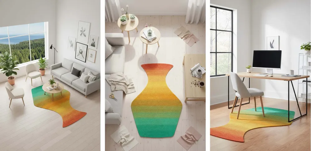 Contemporary carpets - Contemporary Hand Woven Matka Wool Area Rug - "Noora - Sunfire Meadow" - NUZRAT CARPET EMPORIOUM