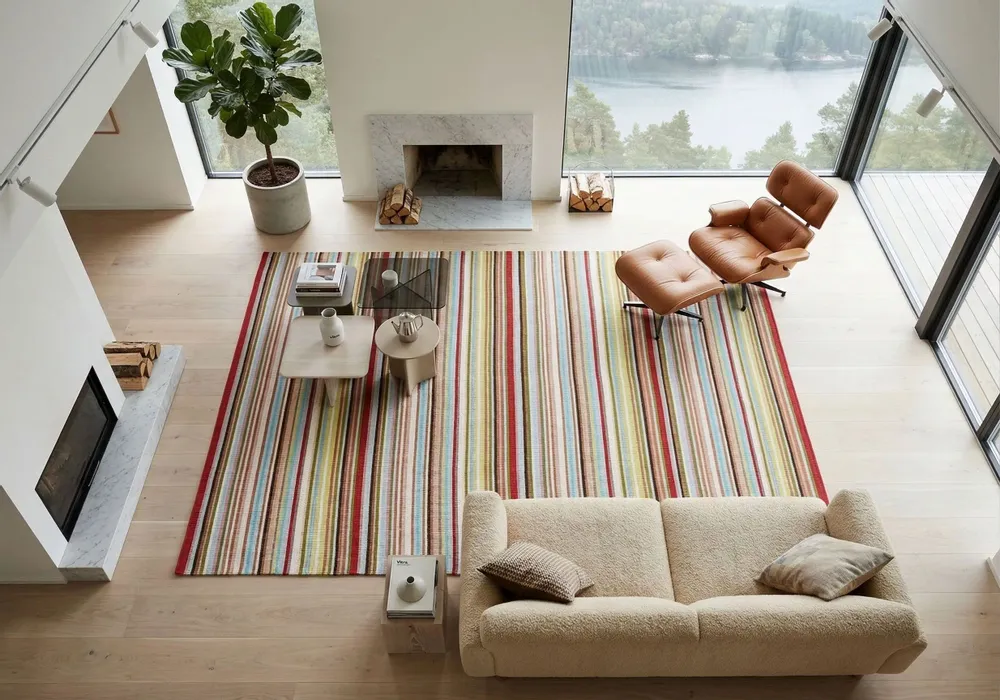 Contemporary carpets - Hand woven Polyester rug, Lines - Multi - NUZRAT CARPET EMPORIOUM