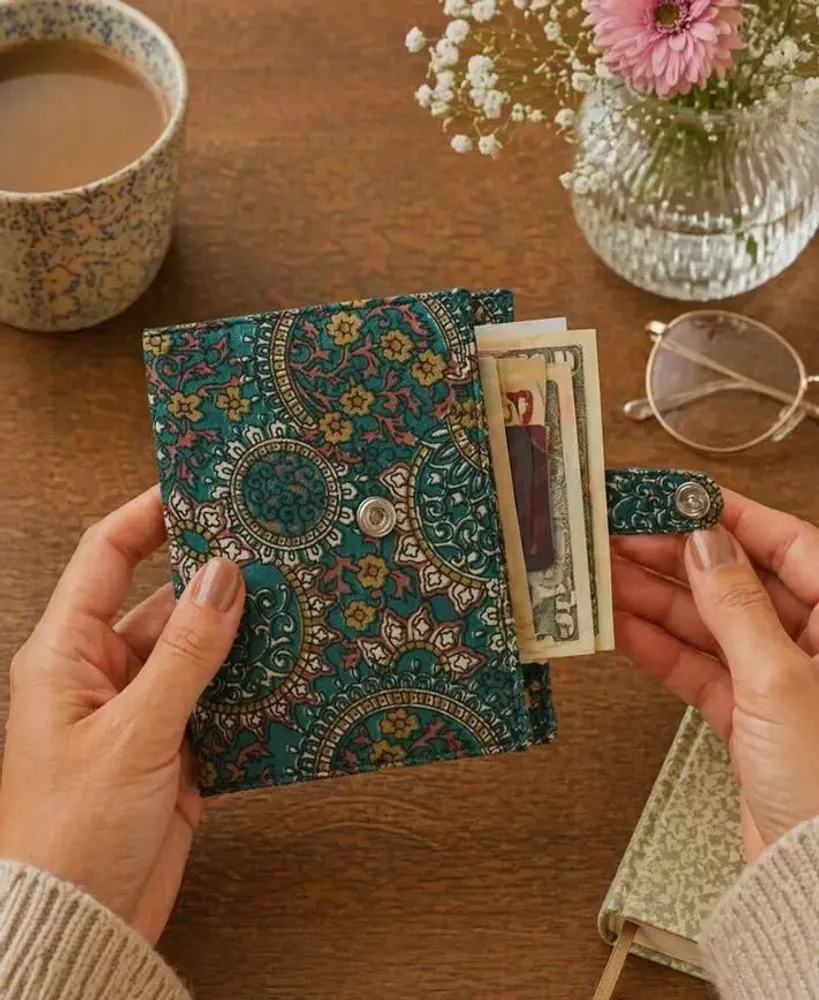 Bags and totes - Small upcycled sari wallet - I WAS A SARI