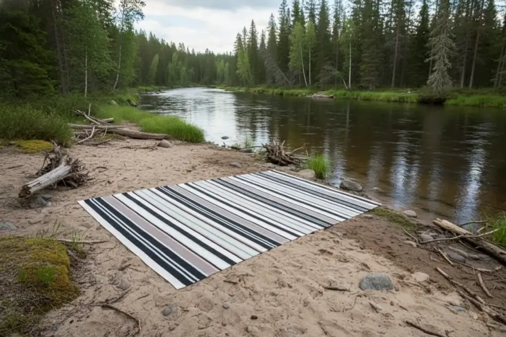 Contemporary carpets - Hand woven Polyester rug, Streak - Black/white - NUZRAT CARPET EMPORIOUM