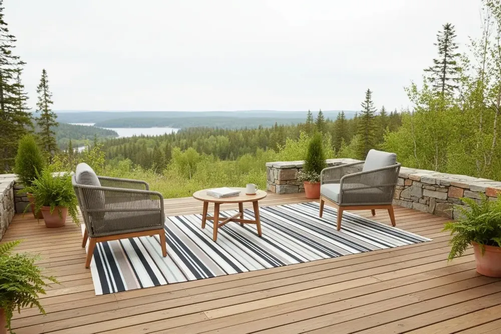 Contemporary carpets - Hand woven Polyester rug, Streak - Black/white - NUZRAT CARPET EMPORIOUM