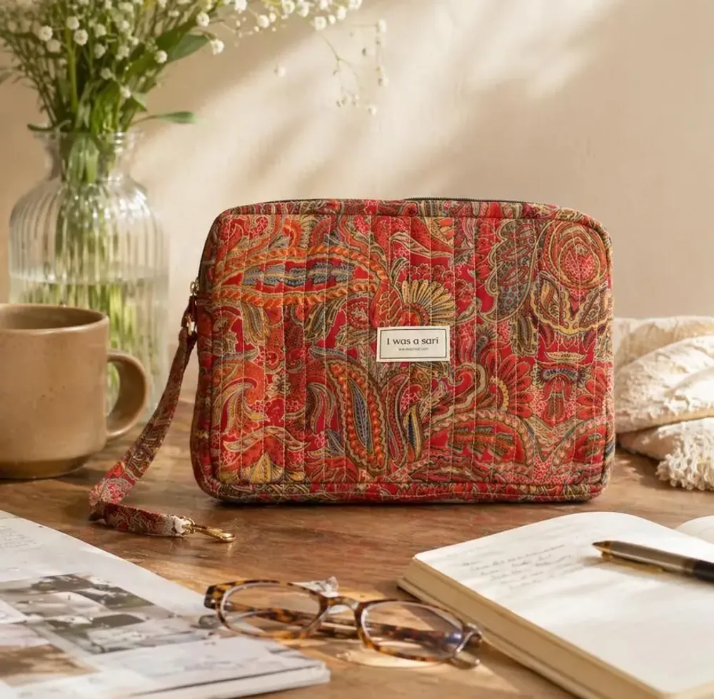 Bags and totes - Quilted artisan-made sari organizer - I WAS A SARI