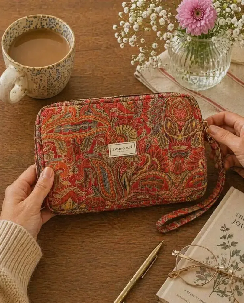 Bags and totes - Quilted artisan-made sari organizer - I WAS A SARI