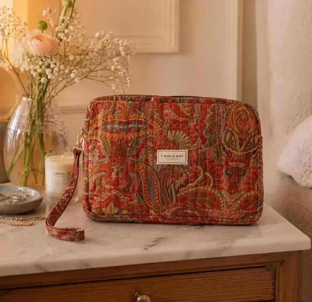 Bags and totes - Quilted artisan-made sari organizer - I WAS A SARI