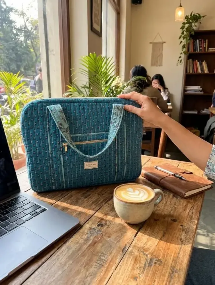 Bags and totes - Quilted laptop bag made from upcycled saris - I WAS A SARI