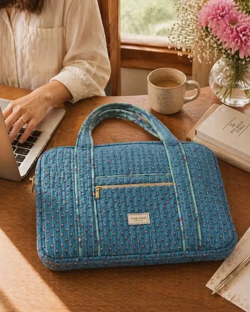 Bags and totes - Quilted laptop bag made from upcycled saris - I WAS A SARI