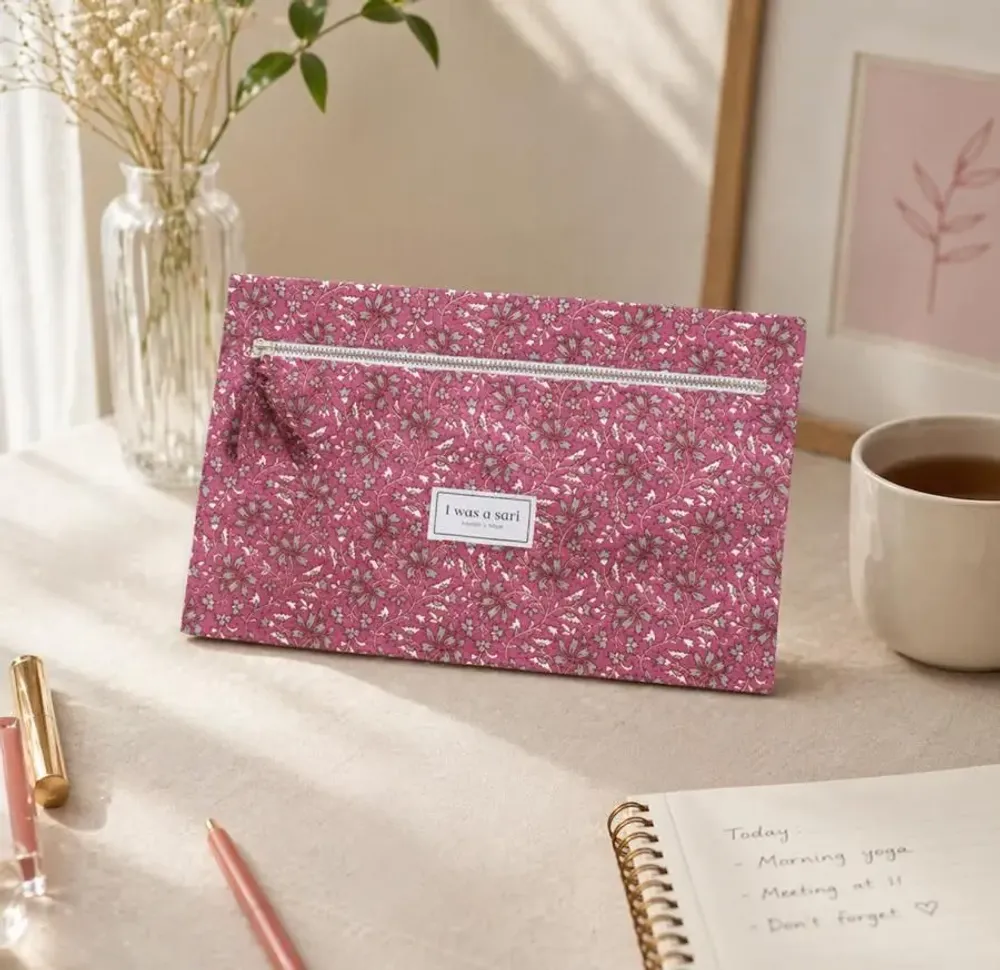 Bags and totes - Zero-waste sari zipper pouch - I WAS A SARI