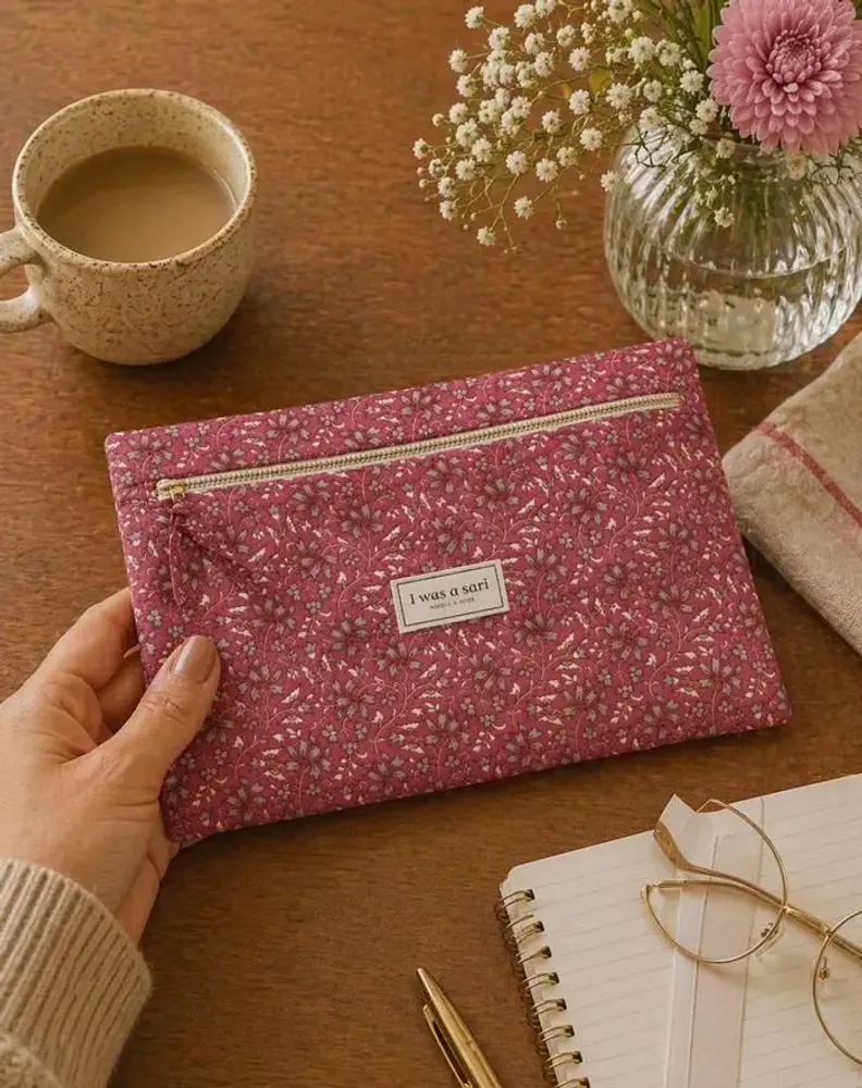 Bags and totes - Zero-waste sari zipper pouch - I WAS A SARI