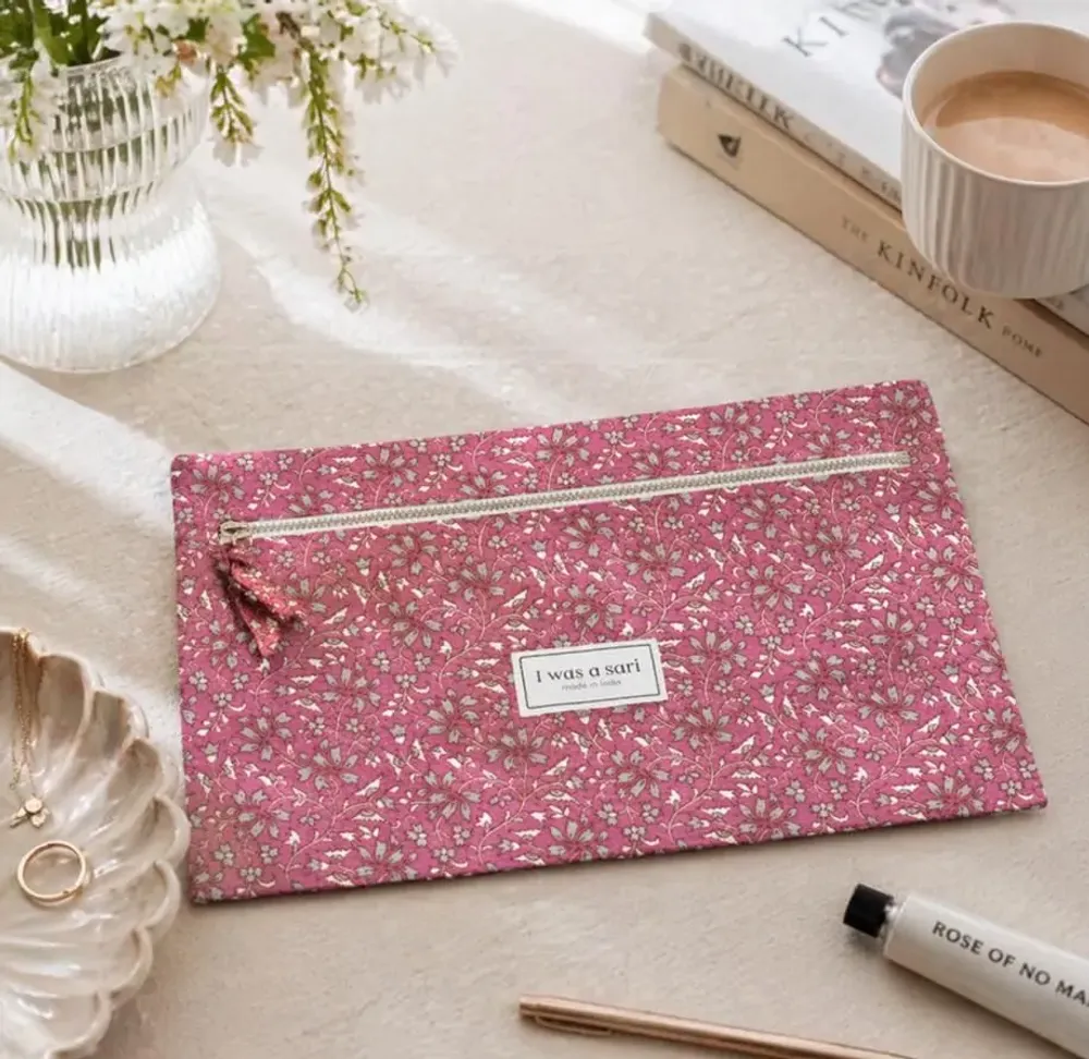Bags and totes - Zero-waste sari zipper pouch - I WAS A SARI