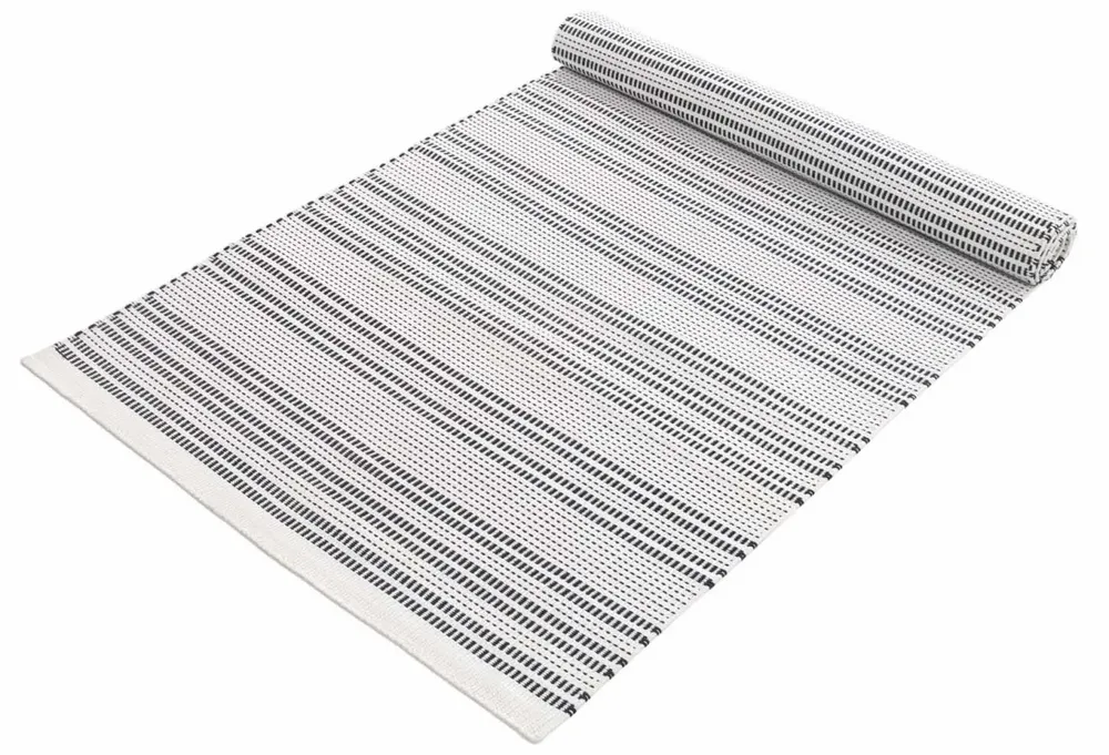 Contemporary carpets - Hand woven Polyester rug, Starlines - Black/white - NUZRAT CARPET EMPORIOUM