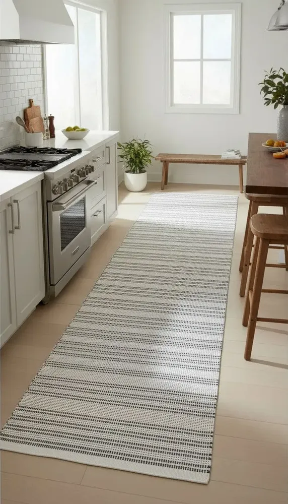 Contemporary carpets - Hand woven Polyester rug, Starlines - Black/white - NUZRAT CARPET EMPORIOUM