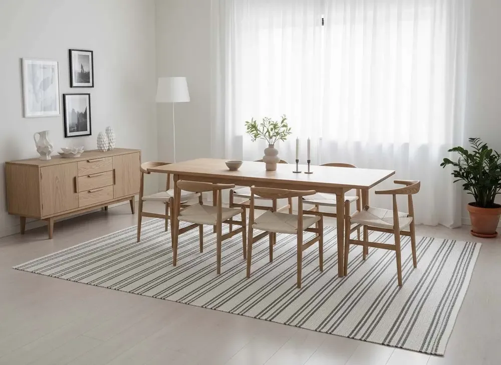 Contemporary carpets - Hand woven Polyester rug, Starlines - Black/white - NUZRAT CARPET EMPORIOUM