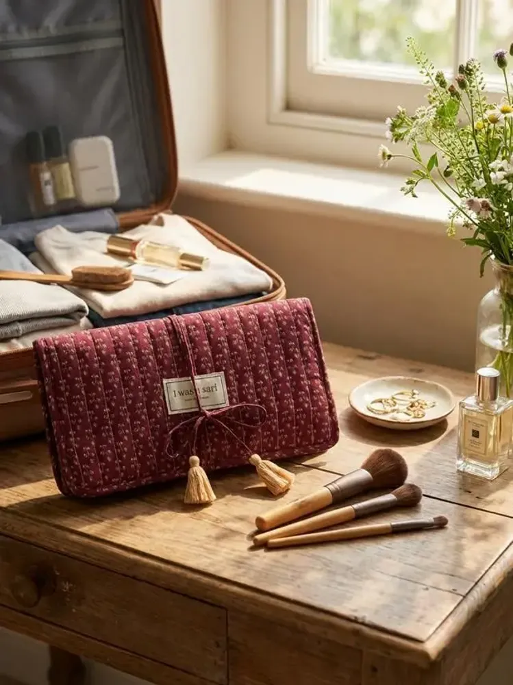 Bags and totes - Upcycled sari make-up pouch - I WAS A SARI