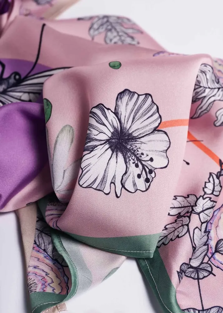 Scarves - satin scarf, French creation and printing - KOUNTHEA RETH