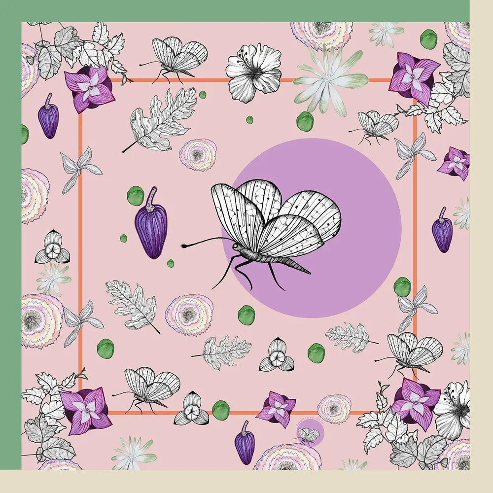 Scarves - satin scarf, French creation and printing - KOUNTHEA RETH