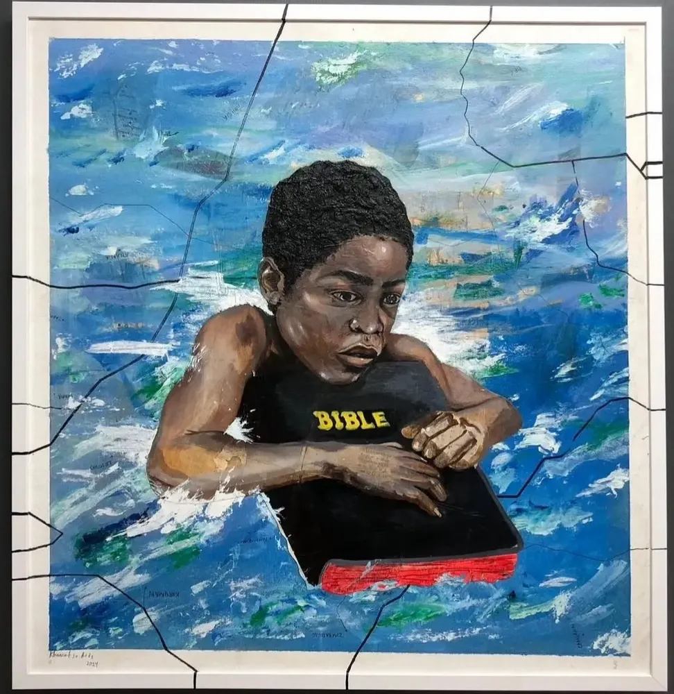Paintings - Anchored by Faith, Divided by borders - A KHOMOTSO ART