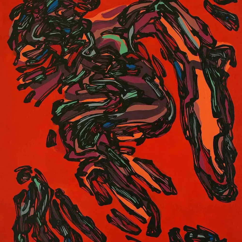 Pièces uniques - Bouncing Flames Toile en soie | 60x73 cm - ELCIELA