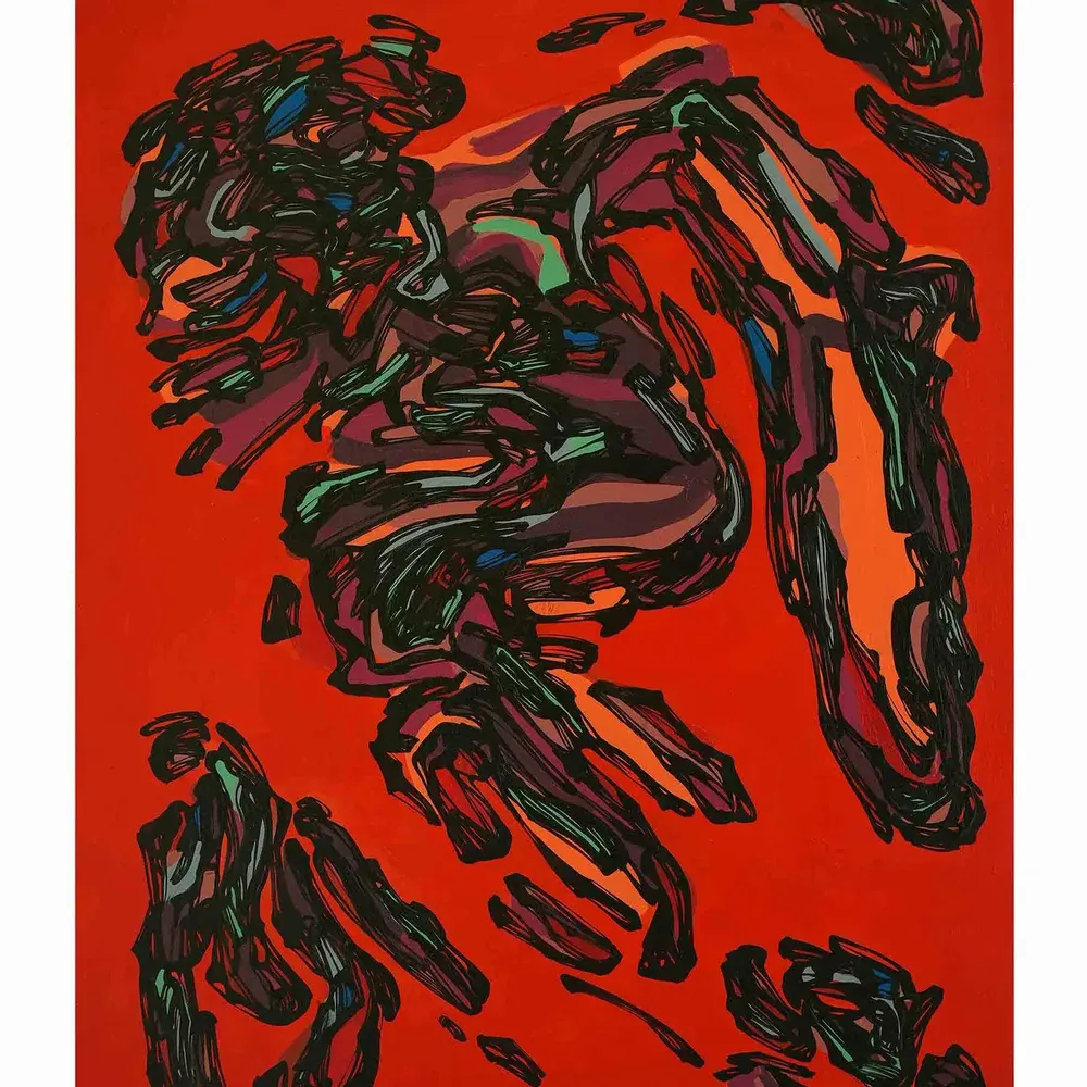 Pièces uniques - Bouncing Flames Toile en soie | 60x73 cm - ELCIELA