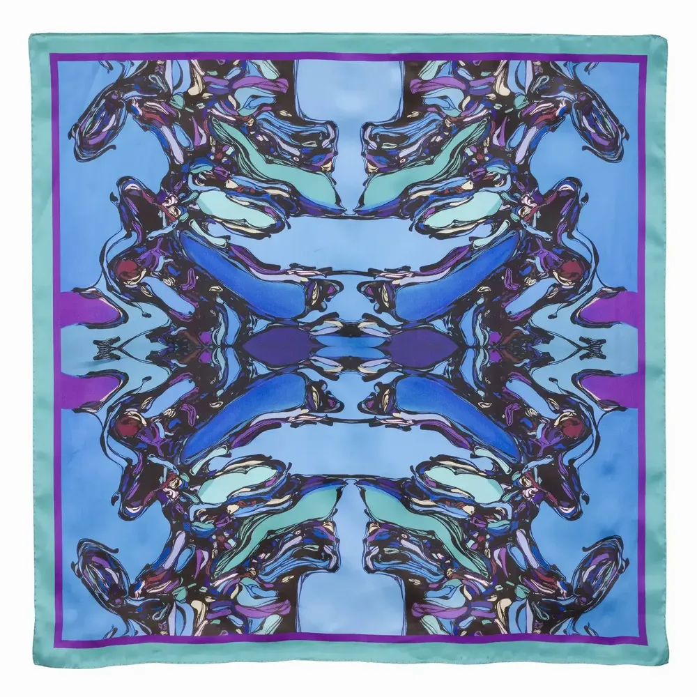 Foulards et écharpes - Blue Spin Scarf | 90x90 cm - ELCIELA