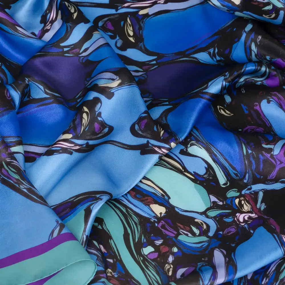 Foulards et écharpes - Blue Spin Scarf | 90x90 cm - ELCIELA