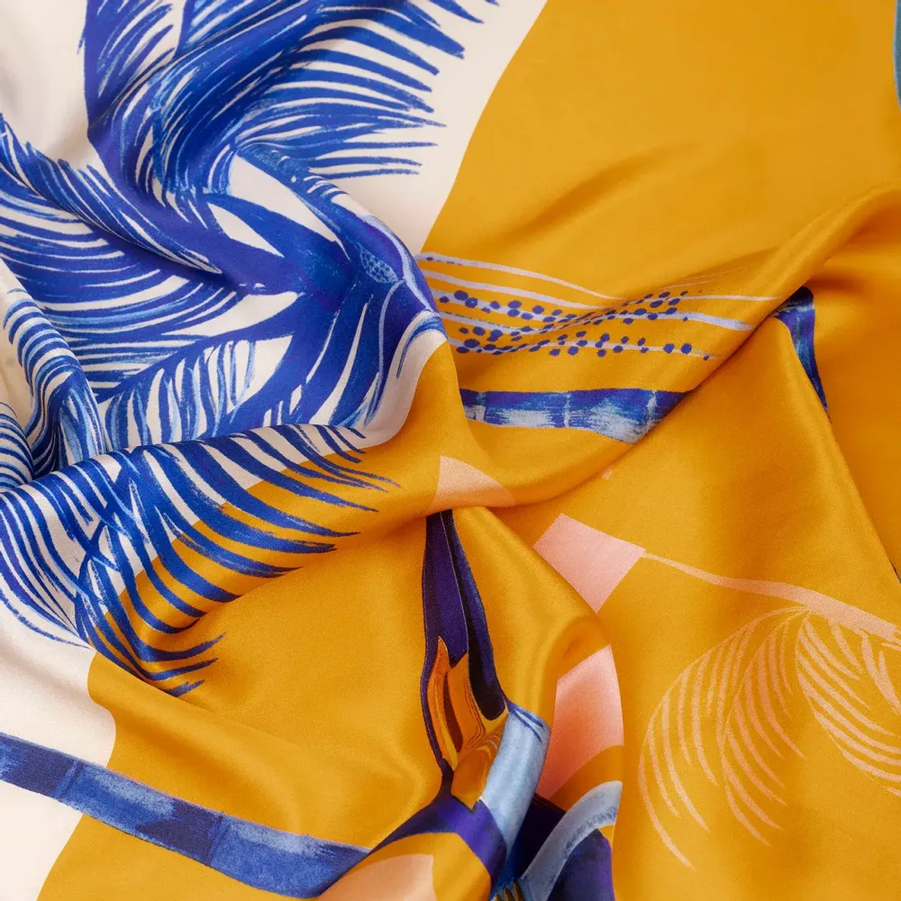 Foulards et écharpes - Palms and Birds in Colombia Silk Scarf | 90x90 cm - ELCIELA